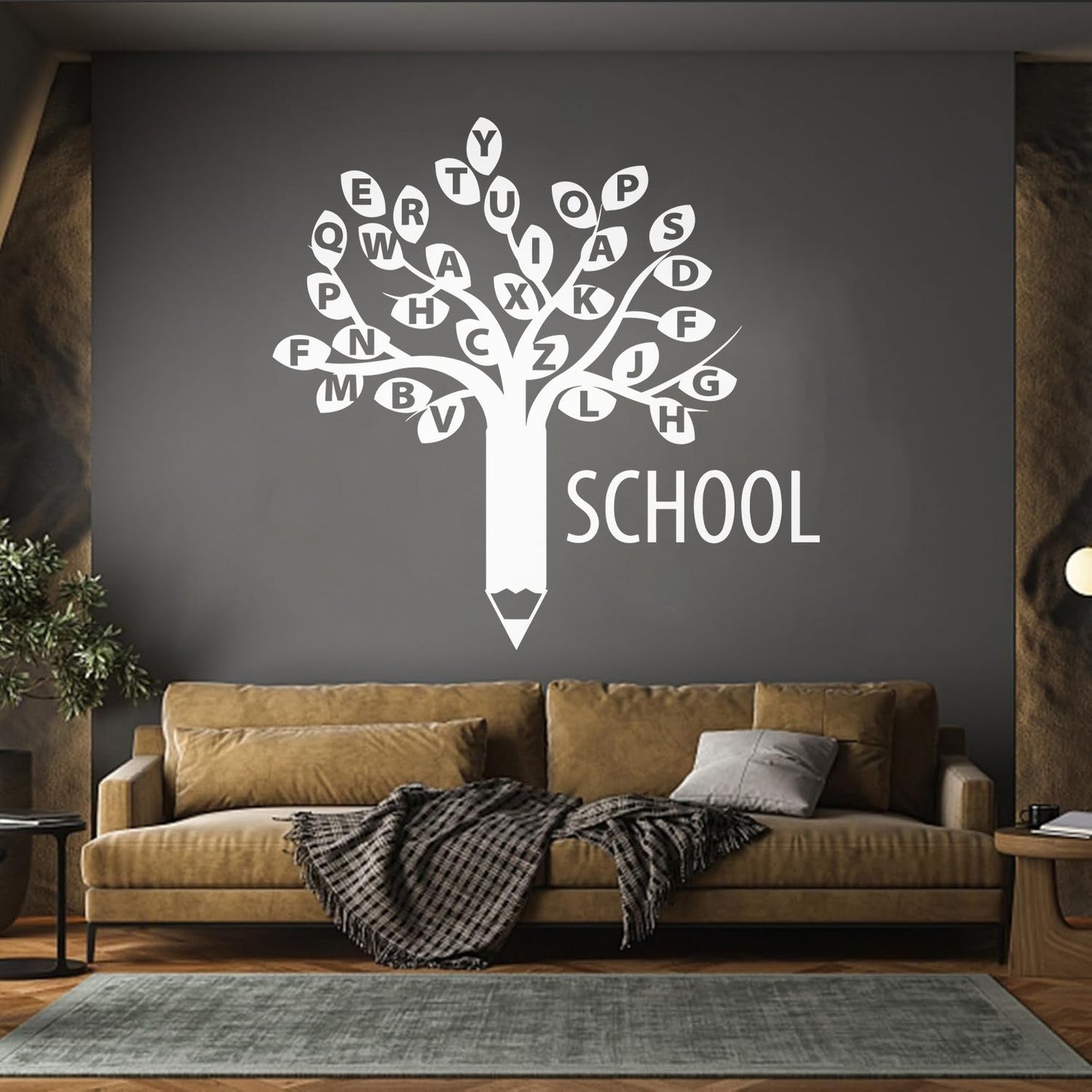 Engraving Decals Letters Alphabet Branch Tree School Study Art Decoration