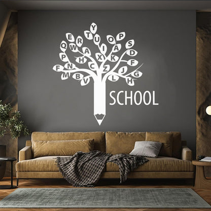 Engraving Decals Letters Alphabet Branch Tree School Study Art Decoration