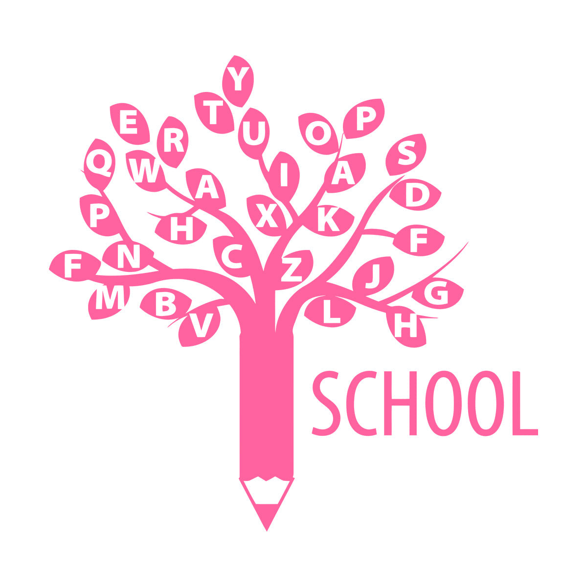 Engraving Decals Letters Alphabet Branch Tree School Study Art Decoration