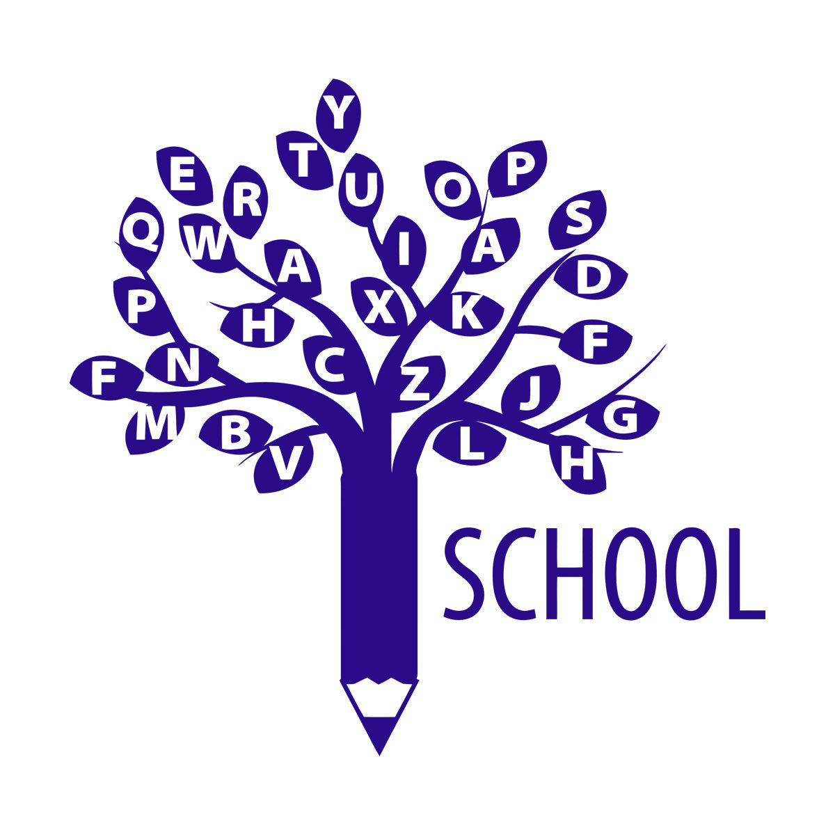 Engraving Decals Letters Alphabet Branch Tree School Study Art Decoration