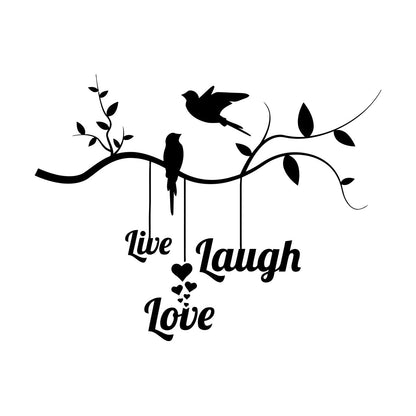 Wall Vinyl Sticker Decor Live Love Laugh Positive Phrase Birds On The Branch Window Decals