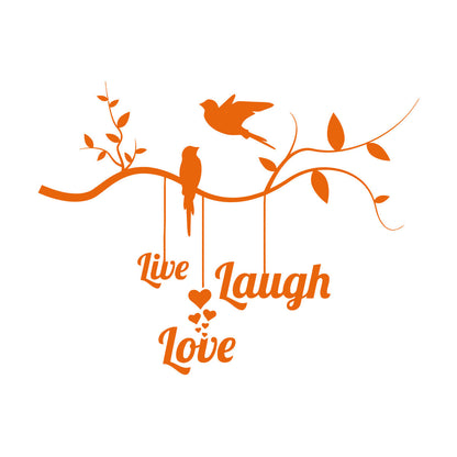 Wall Vinyl Sticker Decor Live Love Laugh Positive Phrase Birds On The Branch Window Decals