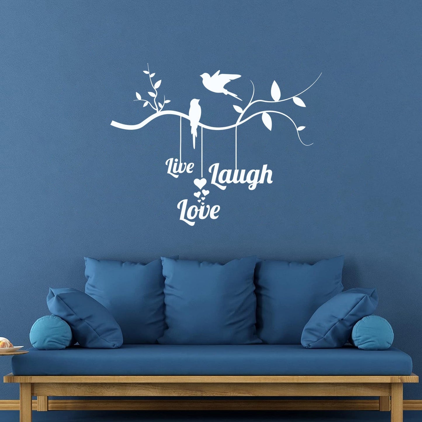 Wall Vinyl Sticker Decor Live Love Laugh Positive Phrase Birds On The Branch Window Decals