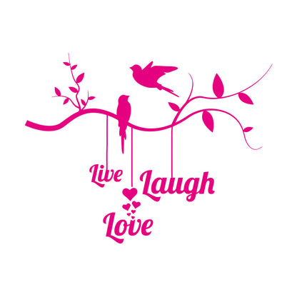 Wall Vinyl Sticker Decor Live Love Laugh Positive Phrase Birds On The Branch Window Decals