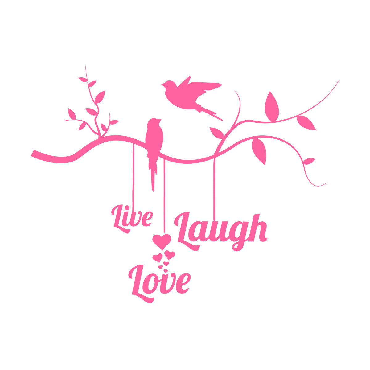Wall Vinyl Sticker Decor Live Love Laugh Positive Phrase Birds On The Branch Window Decals