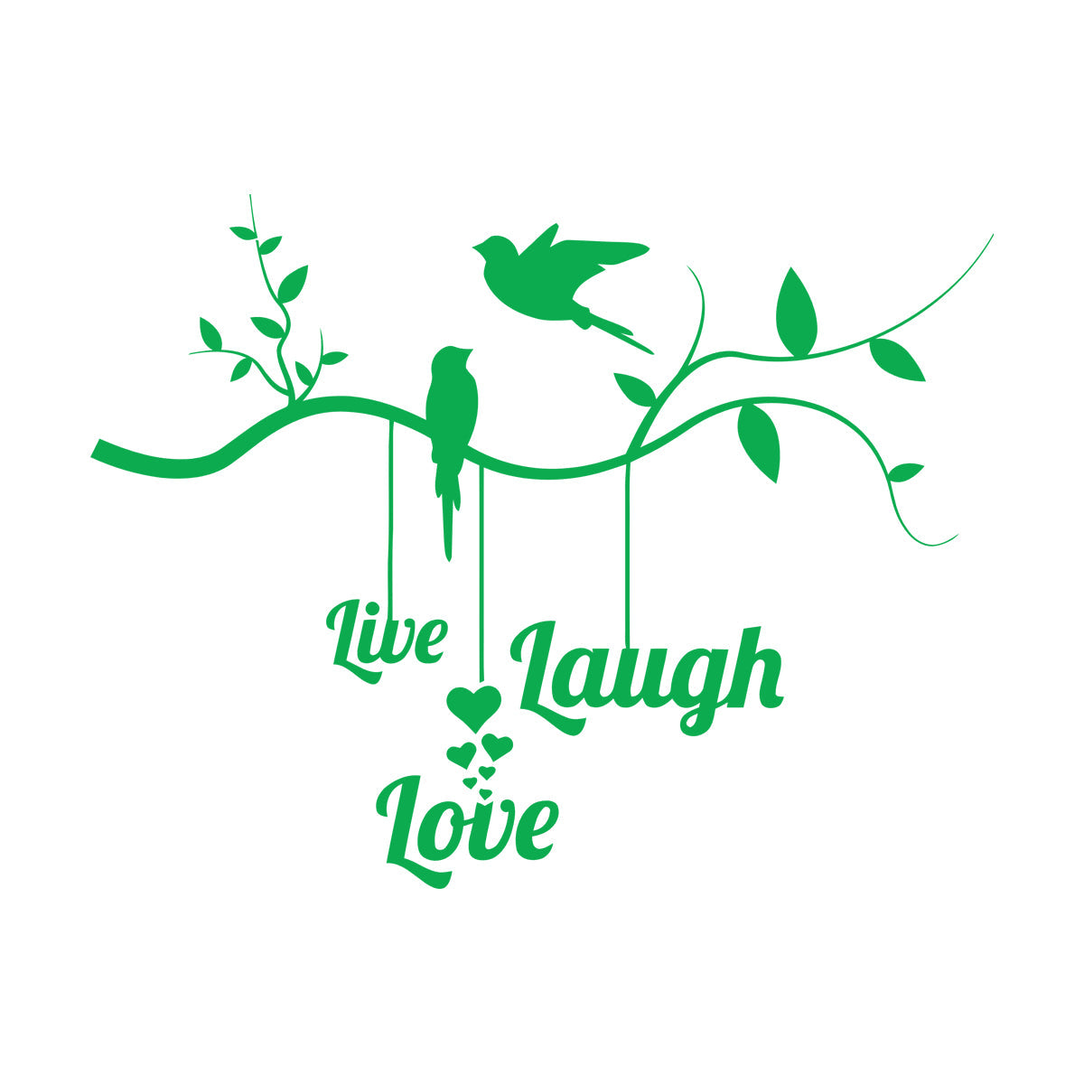 Wall Vinyl Sticker Decor Live Love Laugh Positive Phrase Birds On The Branch Window Decals