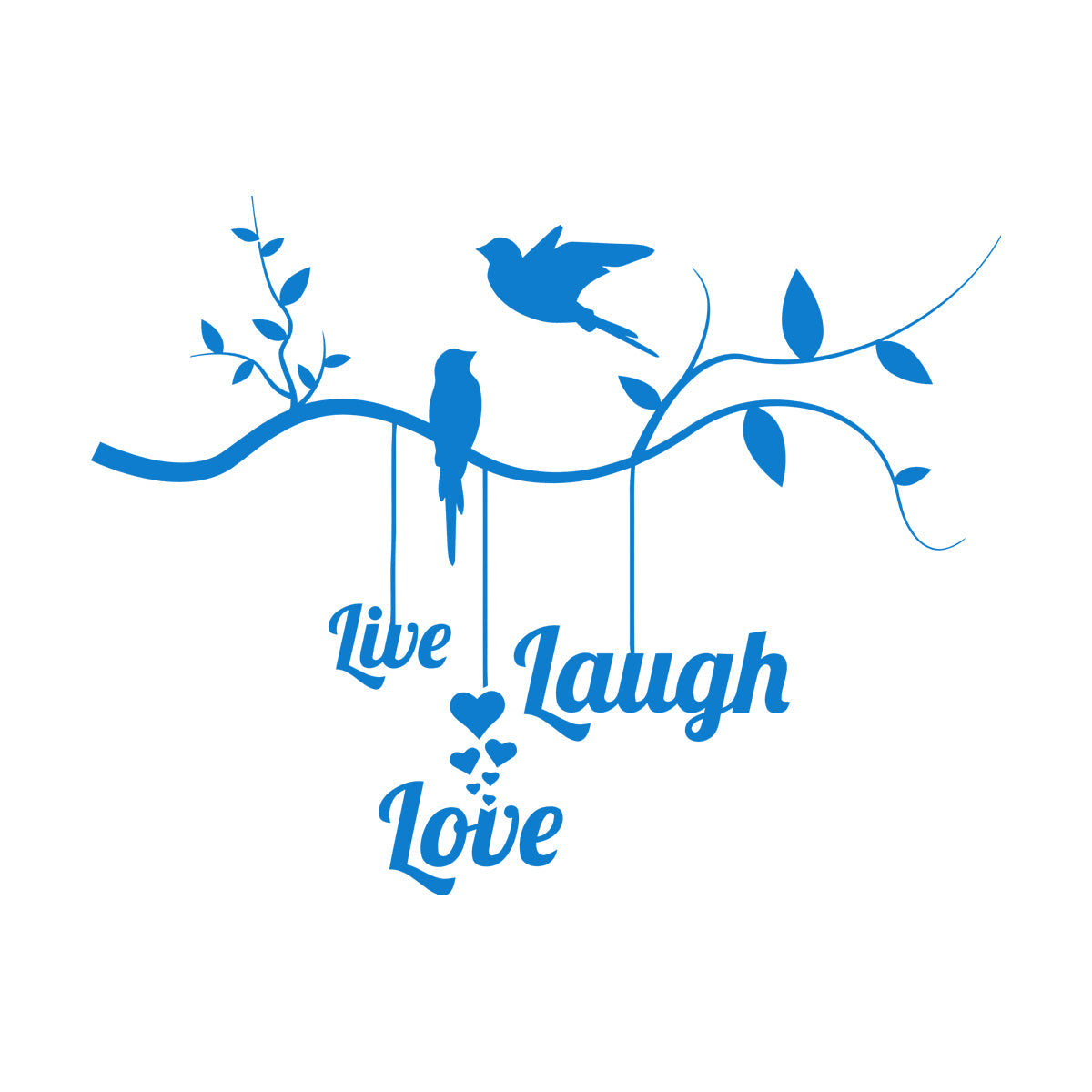 Wall Vinyl Sticker Decor Live Love Laugh Positive Phrase Birds On The Branch Window Decals