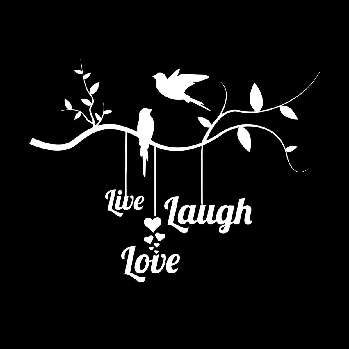 Wall Vinyl Sticker Decor Live Love Laugh Positive Phrase Birds On The Branch Window Decals