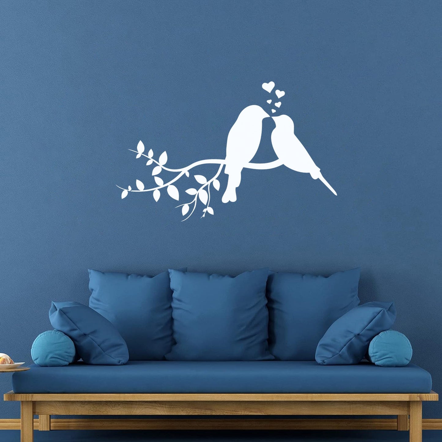 Fine Carving Stickers Love Hearts Birds On Branch Nursery Glass Stickers