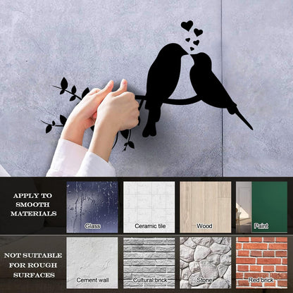 Fine Carving Stickers Love Hearts Birds On Branch Nursery Glass Stickers