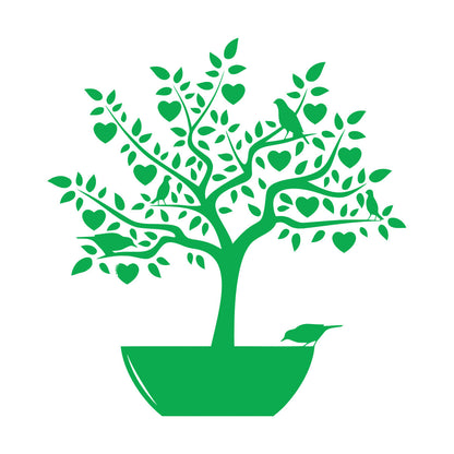 Wall Stickers Love Tree Branch Birds Romantic Heart Store Decoration