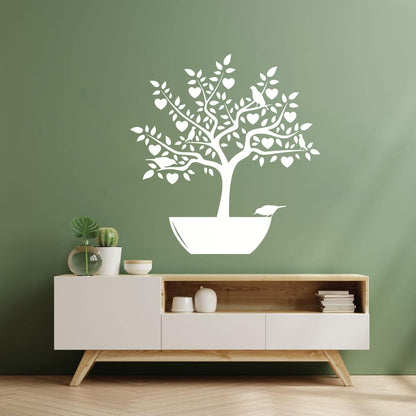 Wall Stickers Love Tree Branch Birds Romantic Heart Store Decoration