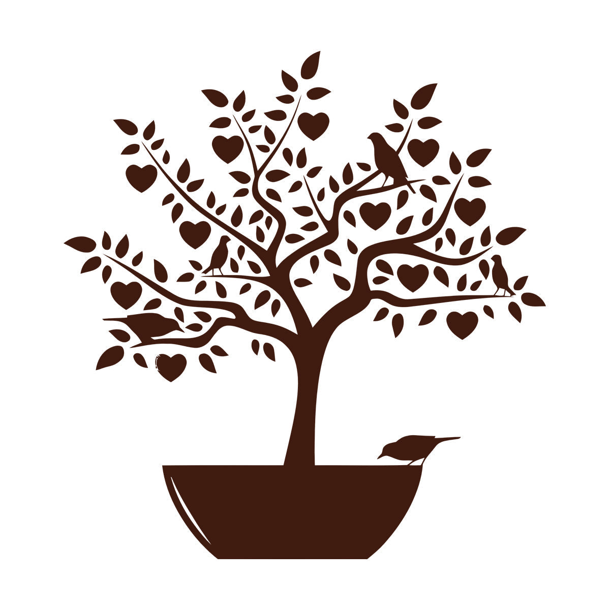 Wall Stickers Love Tree Branch Birds Romantic Heart Store Decoration