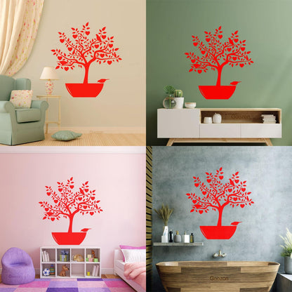 Wall Stickers Love Tree Branch Birds Romantic Heart Store Decoration