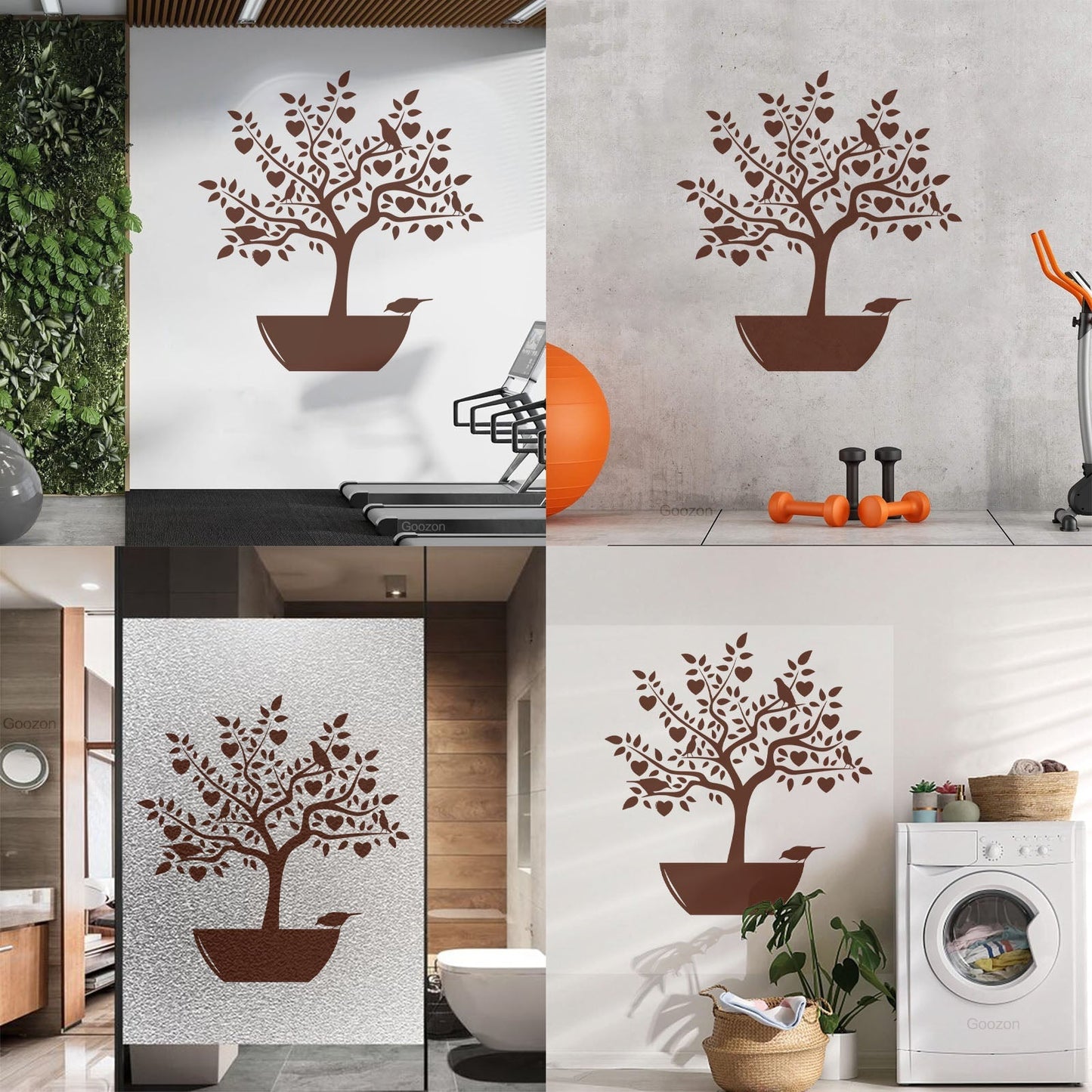 Wall Stickers Love Tree Branch Birds Romantic Heart Store Decoration