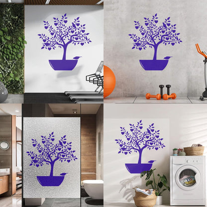 Wall Stickers Love Tree Branch Birds Romantic Heart Store Decoration
