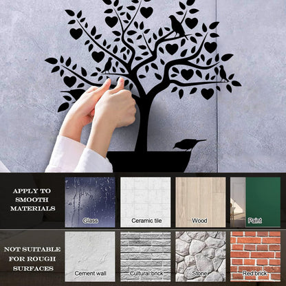 Wall Stickers Love Tree Branch Birds Romantic Heart Store Decoration