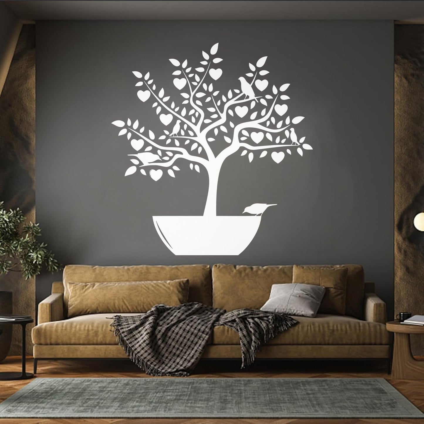 Wall Stickers Love Tree Branch Birds Romantic Heart Store Decoration