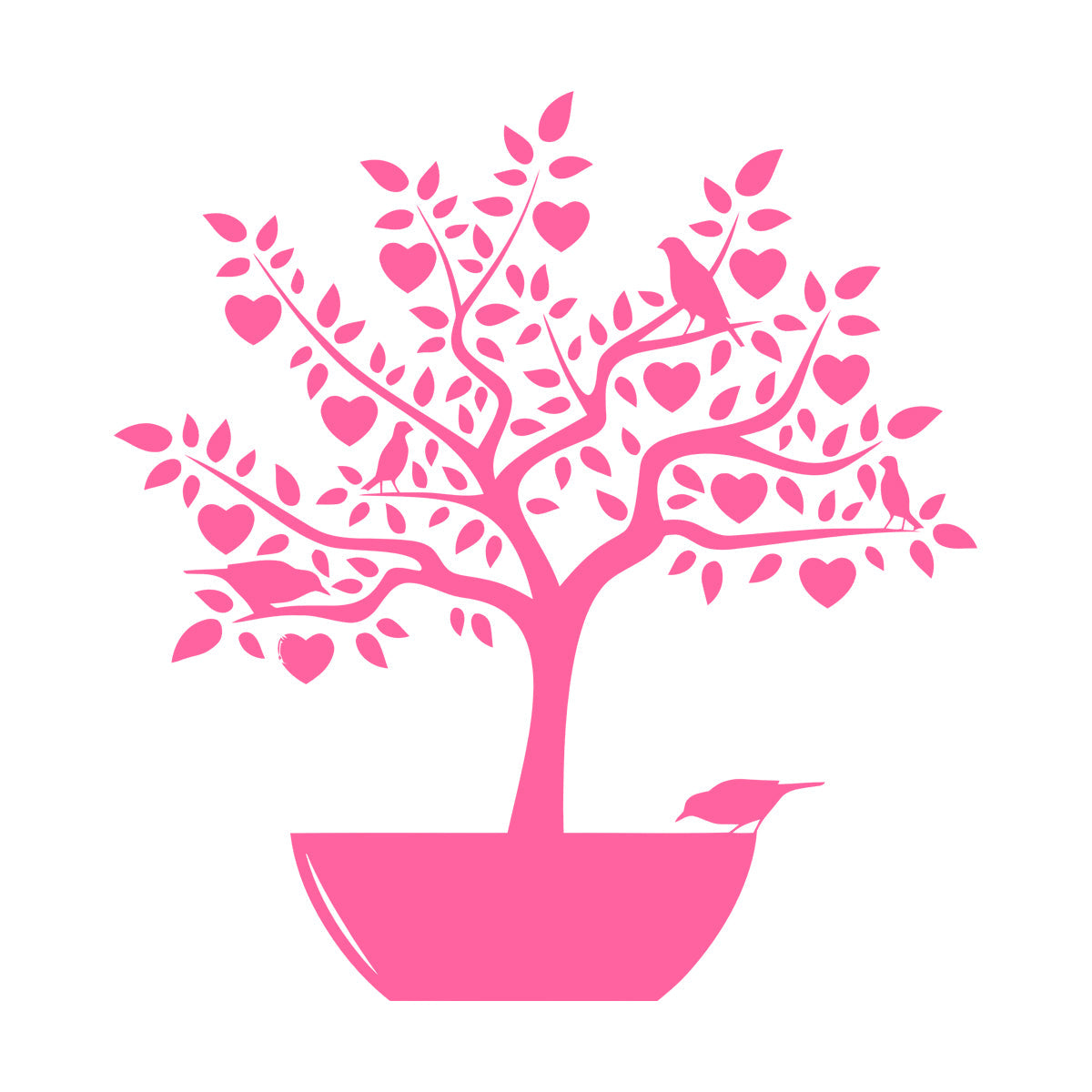 Wall Stickers Love Tree Branch Birds Romantic Heart Store Decoration