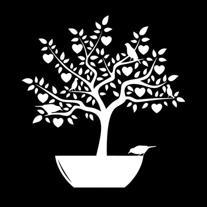 Wall Stickers Love Tree Branch Birds Romantic Heart Store Decoration