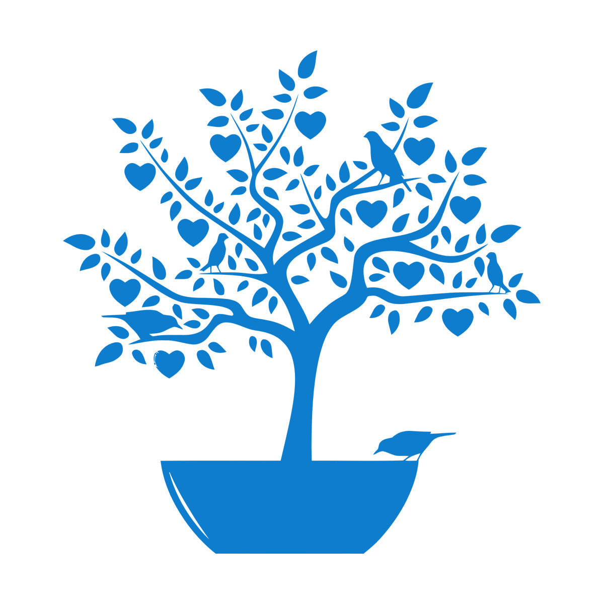 Wall Stickers Love Tree Branch Birds Romantic Heart Store Decoration