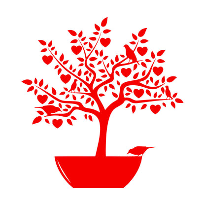 Wall Stickers Love Tree Branch Birds Romantic Heart Store Decoration