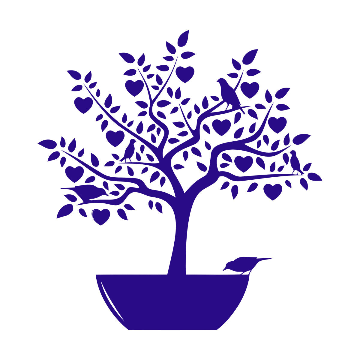 Wall Stickers Love Tree Branch Birds Romantic Heart Store Decoration