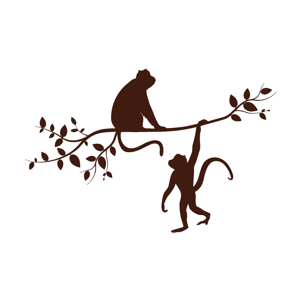Vinyl Art Sticker Monkey Silhouette Hanging On Trees Branch Removable Without Leaving Glue