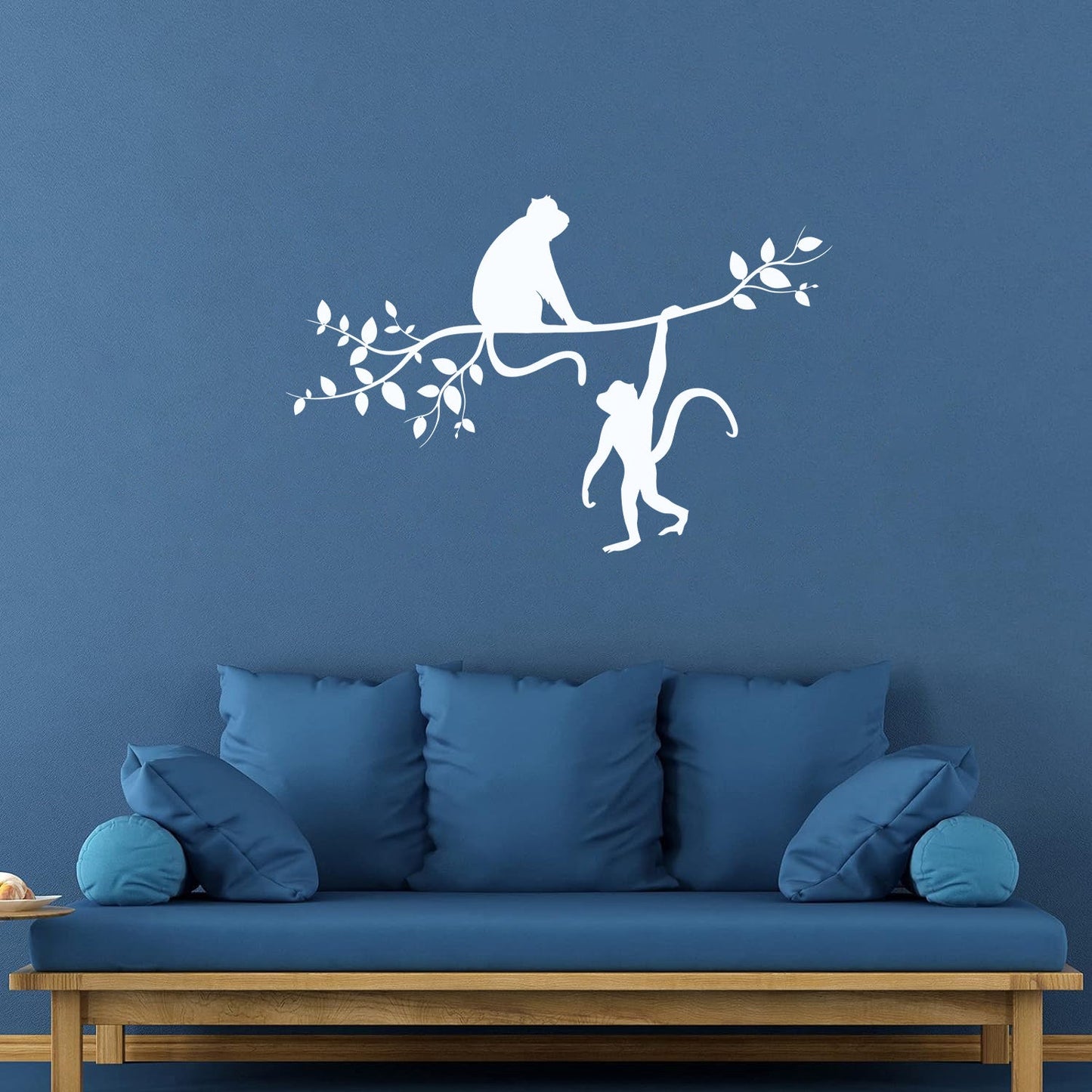 Vinyl Art Sticker Monkey Silhouette Hanging On Trees Branch Removable Without Leaving Glue