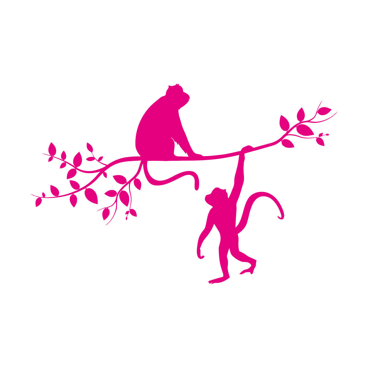 Vinyl Art Sticker Monkey Silhouette Hanging On Trees Branch Removable Without Leaving Glue