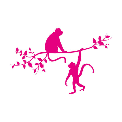 Vinyl Art Sticker Monkey Silhouette Hanging On Trees Branch Removable Without Leaving Glue