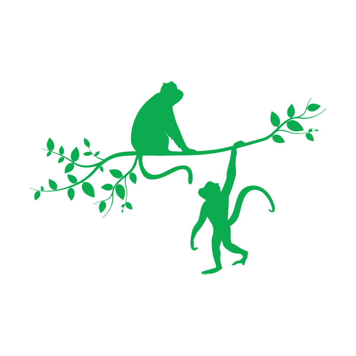 Vinyl Art Sticker Monkey Silhouette Hanging On Trees Branch Removable Without Leaving Glue