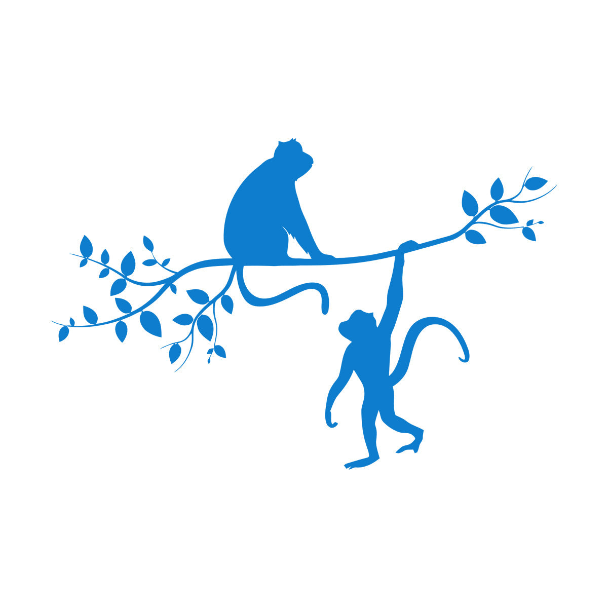 Vinyl Art Sticker Monkey Silhouette Hanging On Trees Branch Removable Without Leaving Glue