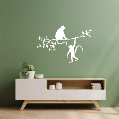 Vinyl Art Sticker Monkey Silhouette Hanging On Trees Branch Removable Without Leaving Glue