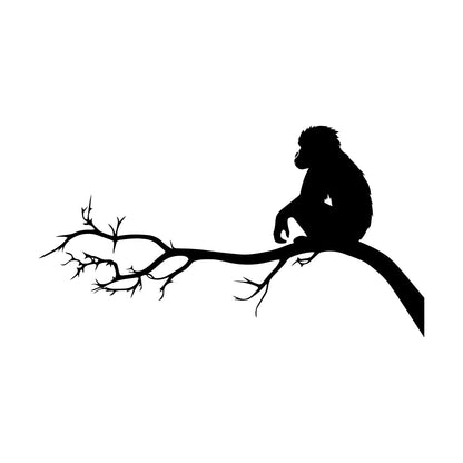 Monkey Sitting Tree Branch Kids Nursery Engraving Stickers Self Adhesive