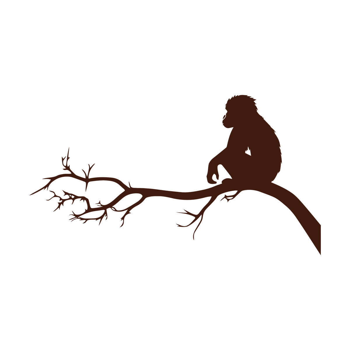 Monkey Sitting Tree Branch Kids Nursery Engraving Stickers Self Adhesive