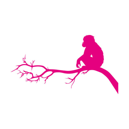 Monkey Sitting Tree Branch Kids Nursery Engraving Stickers Self Adhesive