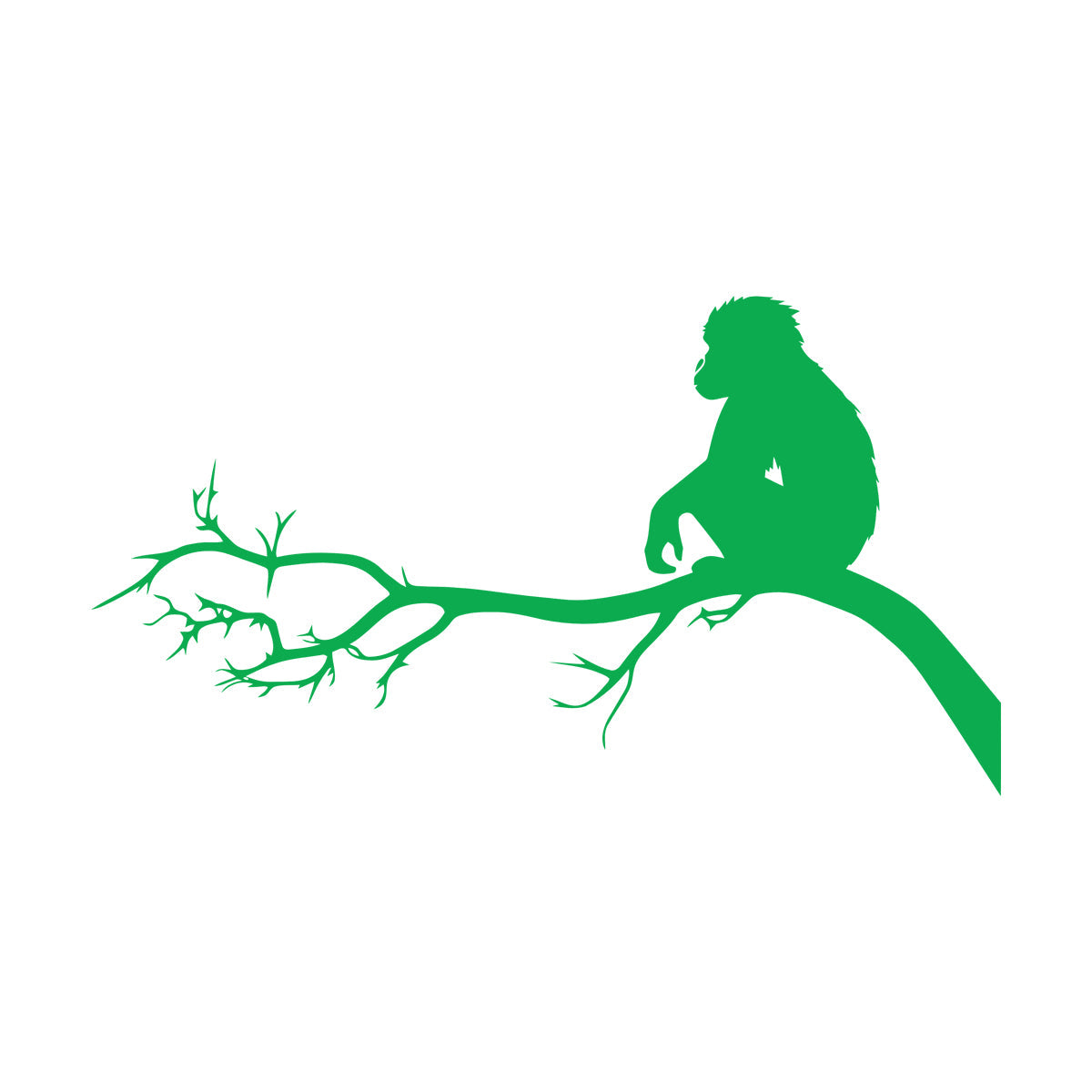Monkey Sitting Tree Branch Kids Nursery Engraving Stickers Self Adhesive