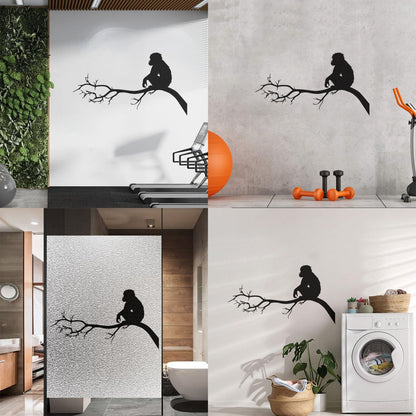 Monkey Sitting Tree Branch Kids Nursery Engraving Stickers Self Adhesive