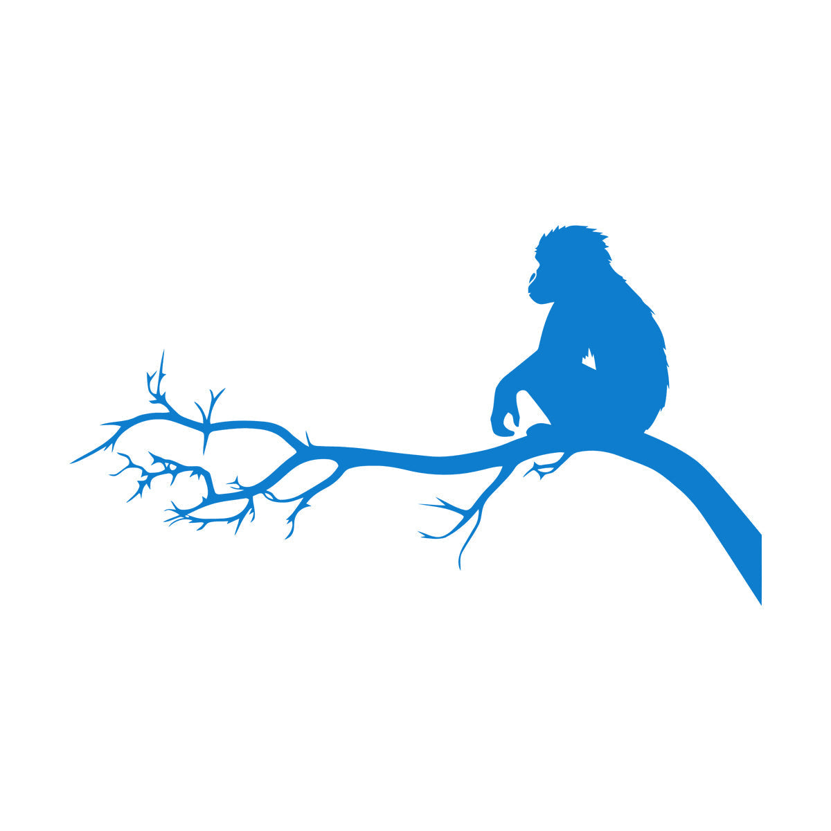 Monkey Sitting Tree Branch Kids Nursery Engraving Stickers Self Adhesive