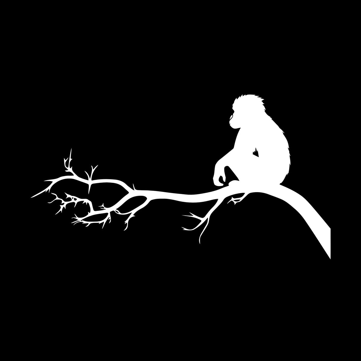 Monkey Sitting Tree Branch Kids Nursery Engraving Stickers Self Adhesive