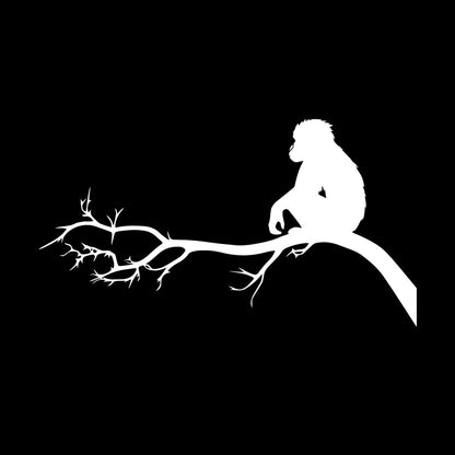 Monkey Sitting Tree Branch Kids Nursery Engraving Stickers Self Adhesive