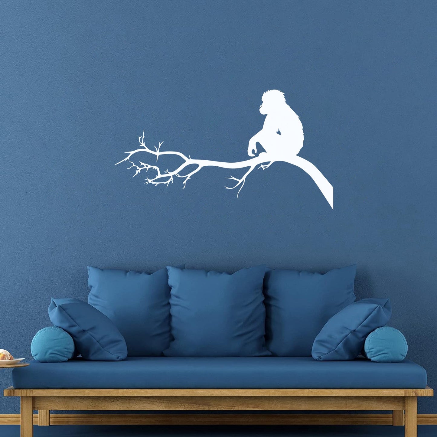 Monkey Sitting Tree Branch Kids Nursery Engraving Stickers Self Adhesive