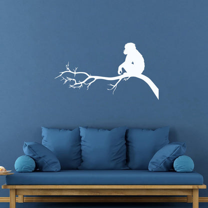 Monkey Sitting Tree Branch Kids Nursery Engraving Stickers Self Adhesive