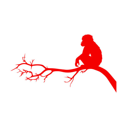 Monkey Sitting Tree Branch Kids Nursery Engraving Stickers Self Adhesive