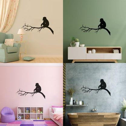 Monkey Sitting Tree Branch Kids Nursery Engraving Stickers Self Adhesive