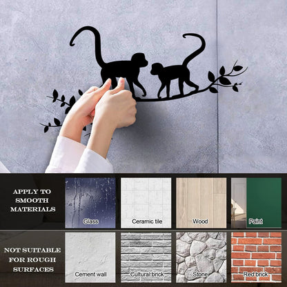 Lettering Decals Monkeys On A Branch Tree Natural Animals Jungle Tropical Style Do Not Damage The Wall Surface
