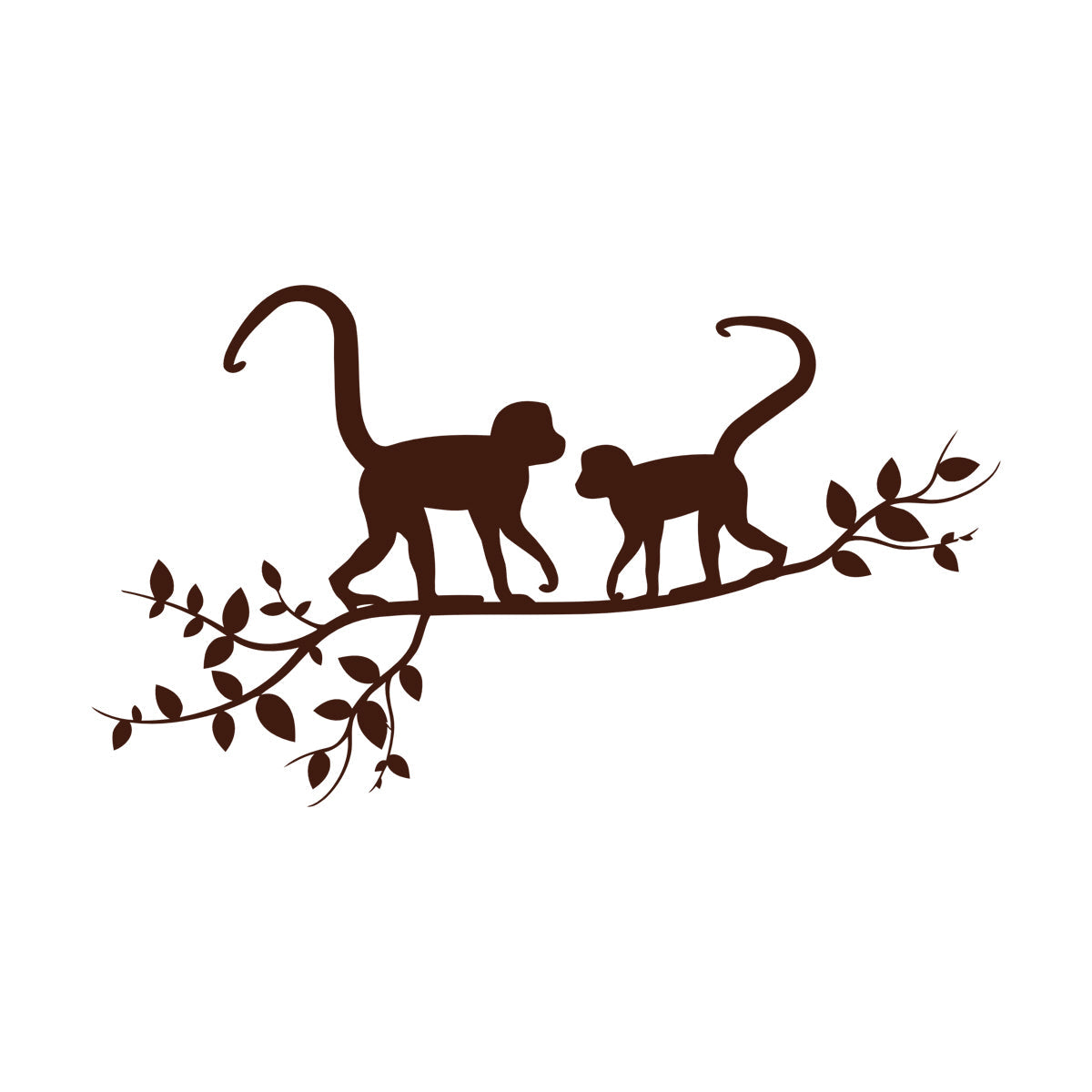 Lettering Decals Monkeys On A Branch Tree Natural Animals Jungle Tropical Style Do Not Damage The Wall Surface