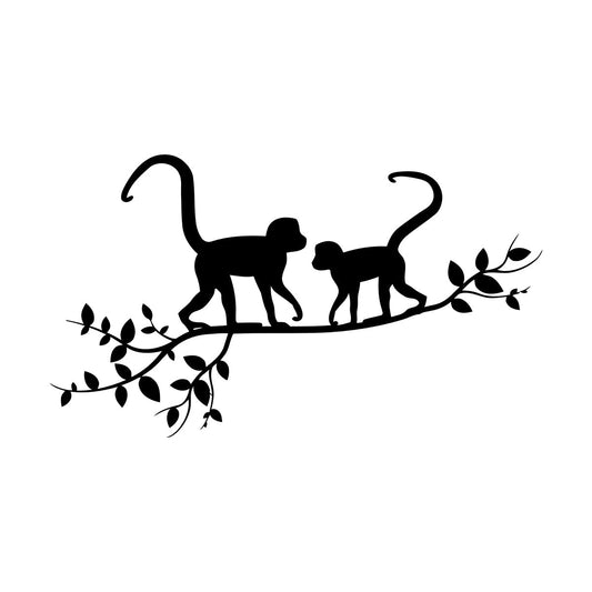 Lettering Decals Monkeys On A Branch Tree Natural Animals Jungle Tropical Style Do Not Damage The Wall Surface