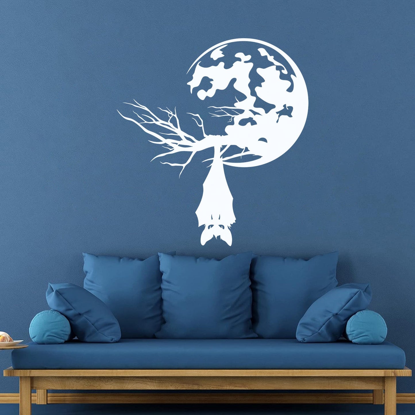 Lettering Stickers Night Bat Animal Tree Branch Full Moon Equipped With Transfer Film Kit